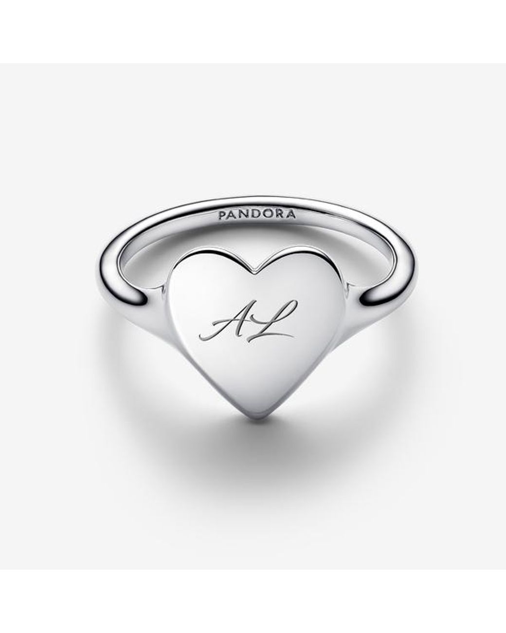 Pandora White Engravable Heart Ring
