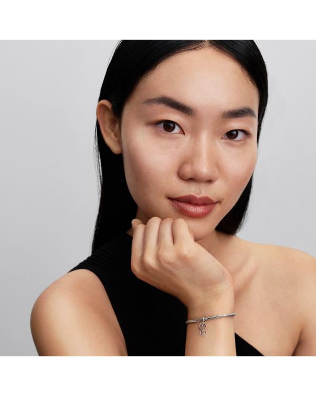 Pandora Metallic Connected Hearts & Stones Dangle Charm