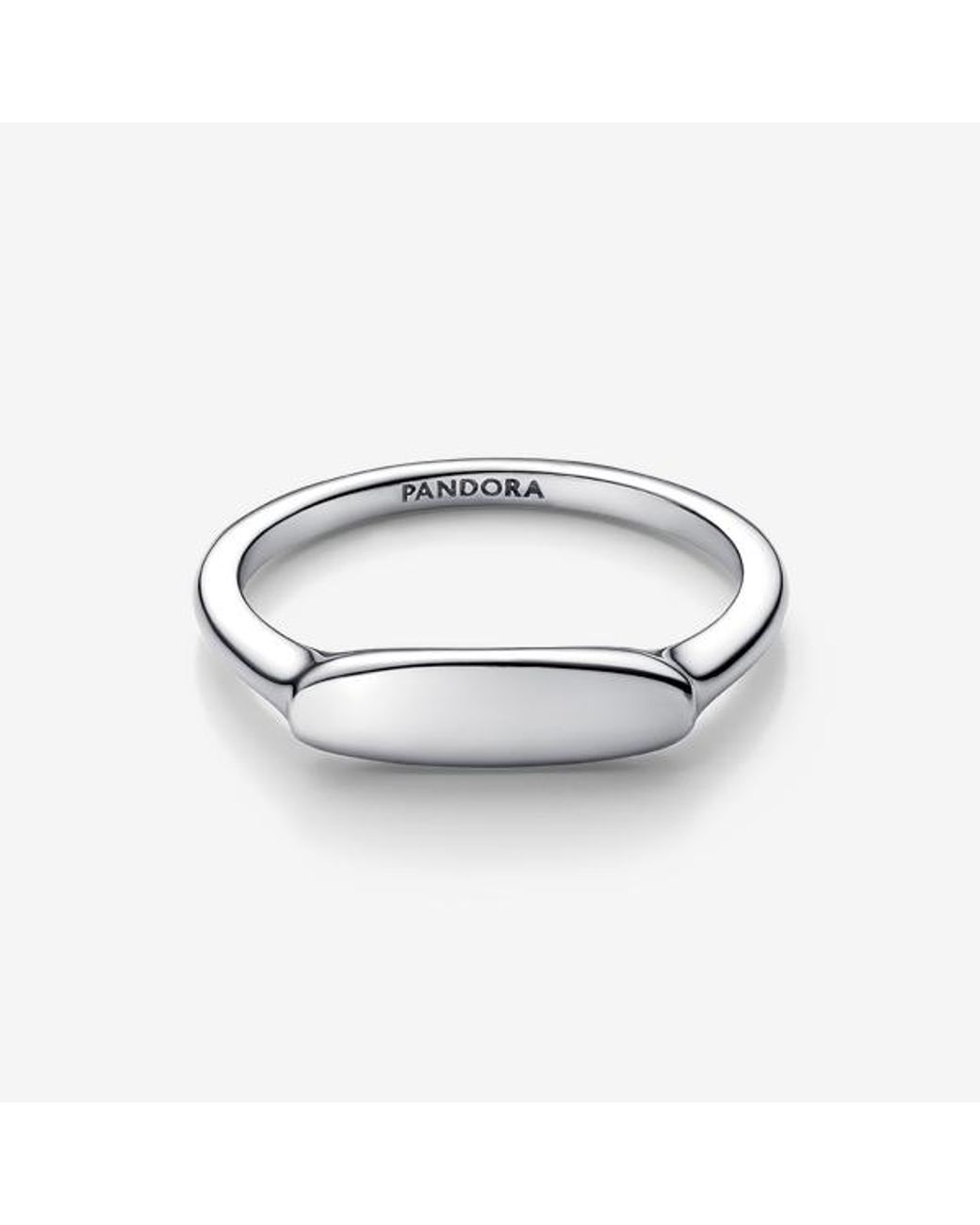 Pandora White Engravable Bar Ring