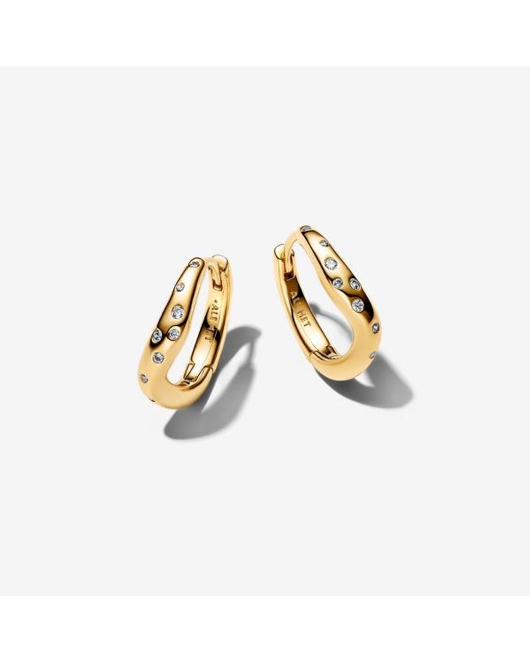 Pandora Metallic Organically Shaped Stone-Set Hoop Earrings