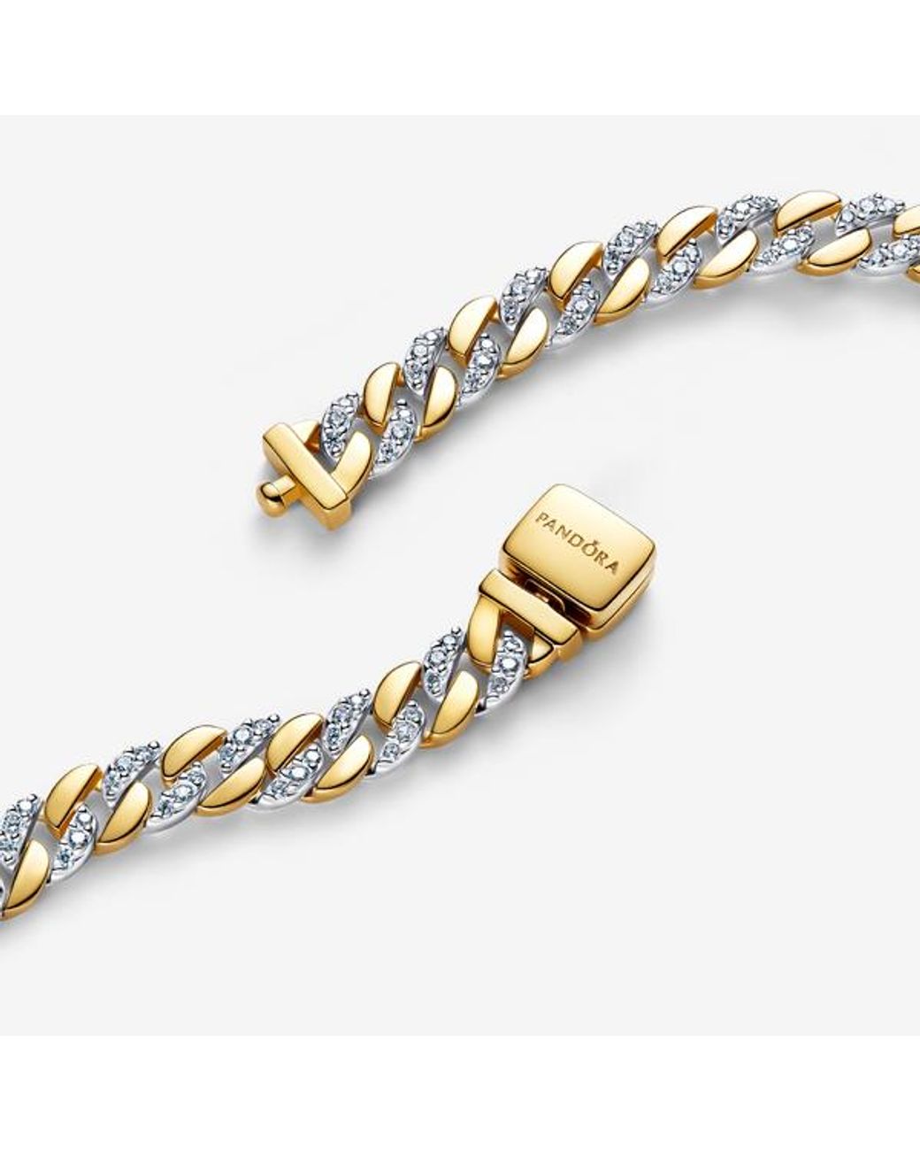 Pandora Metallic Two-Tone Pavé Cuban Chain Bracelet