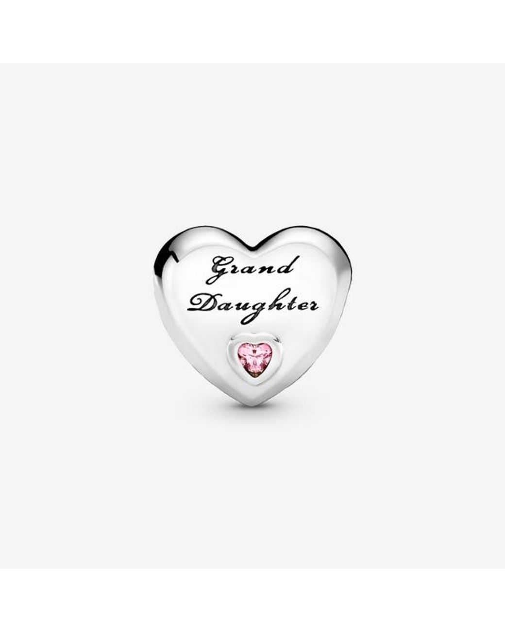 Granddaughter Heart Dangle Charm — Rhinestone & Bead Spacer — Fits Pandora, Chamilia, Trollbeads Bracelets