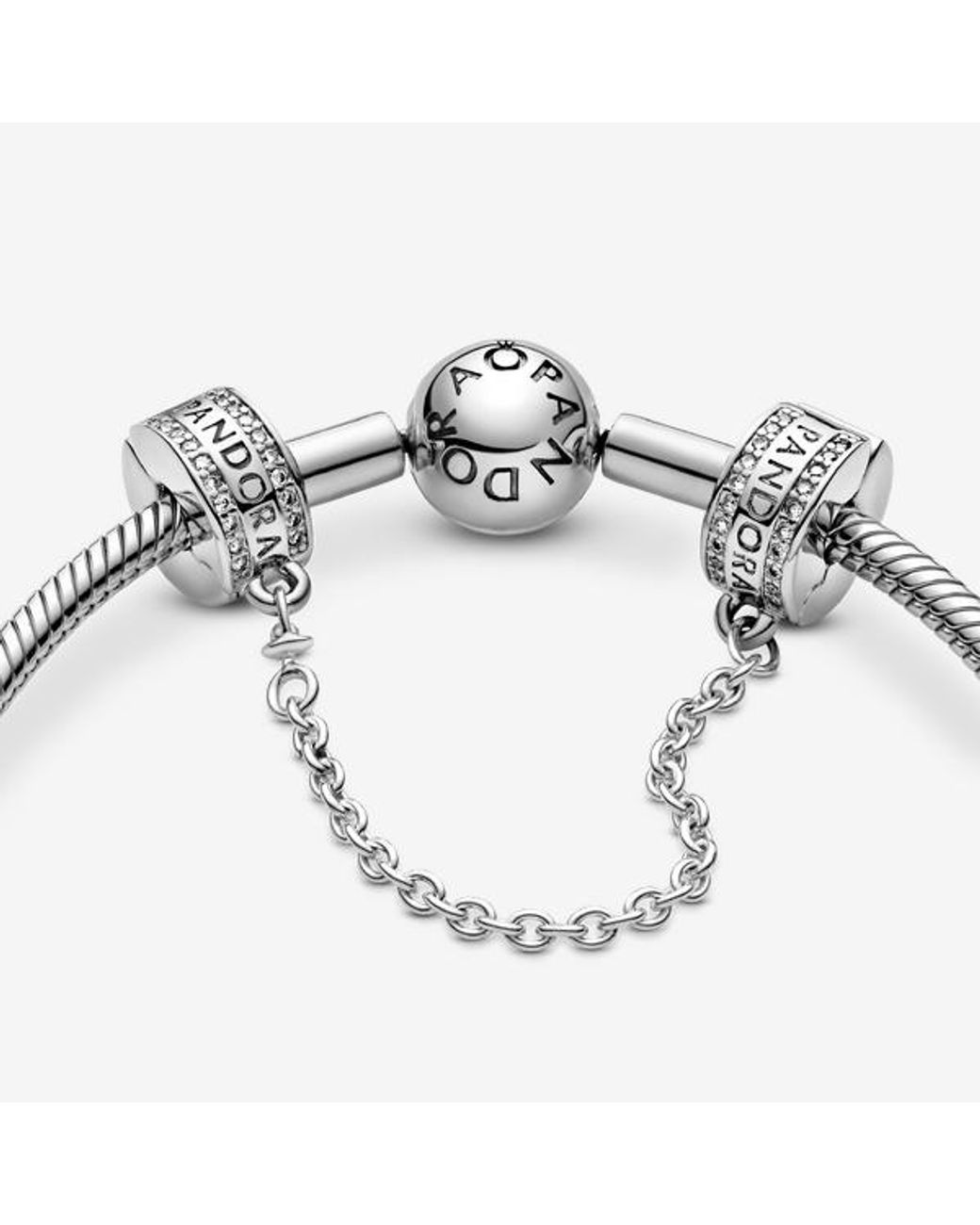 Pandora Metallic Logo Safety Chain Clip Charm