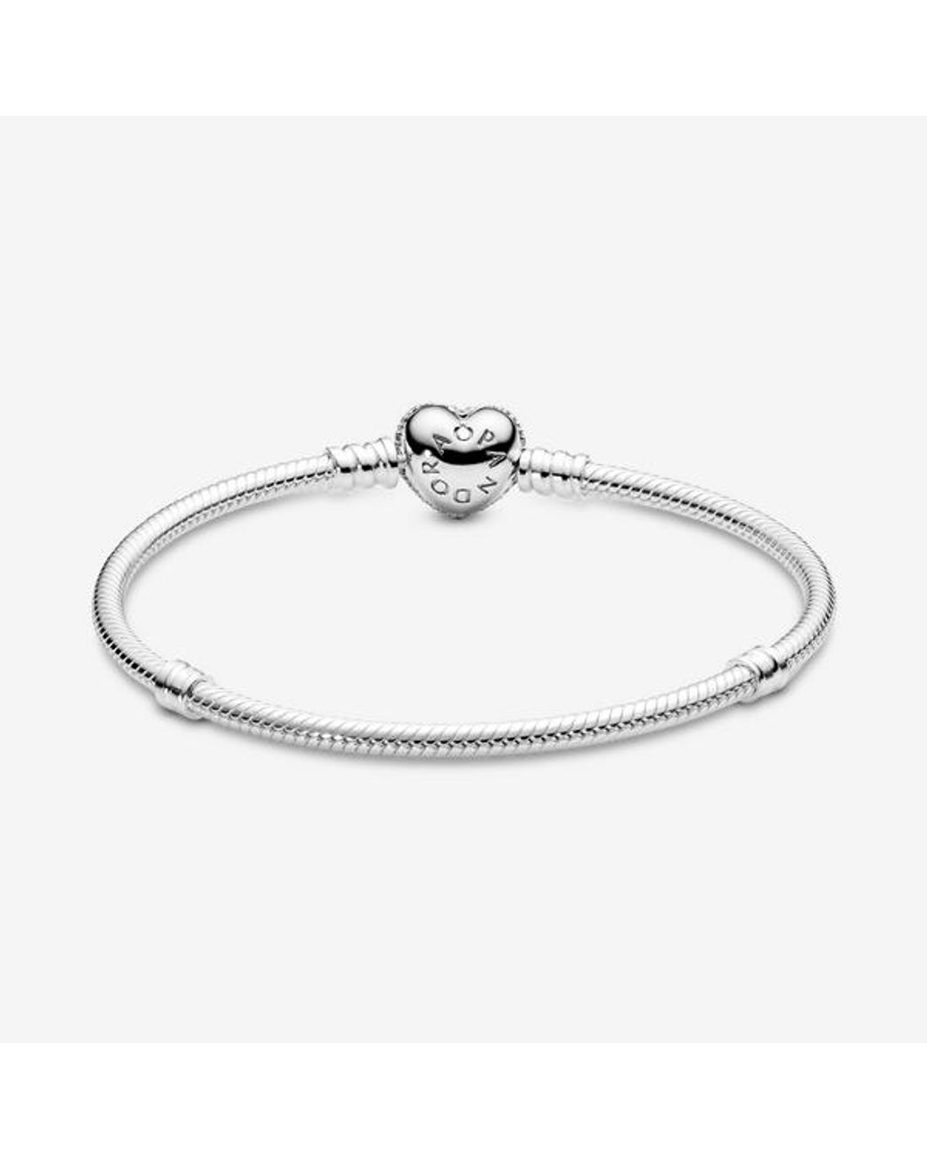 Pandora Metallic Sparkling Heart & Snake Chain Bracelet