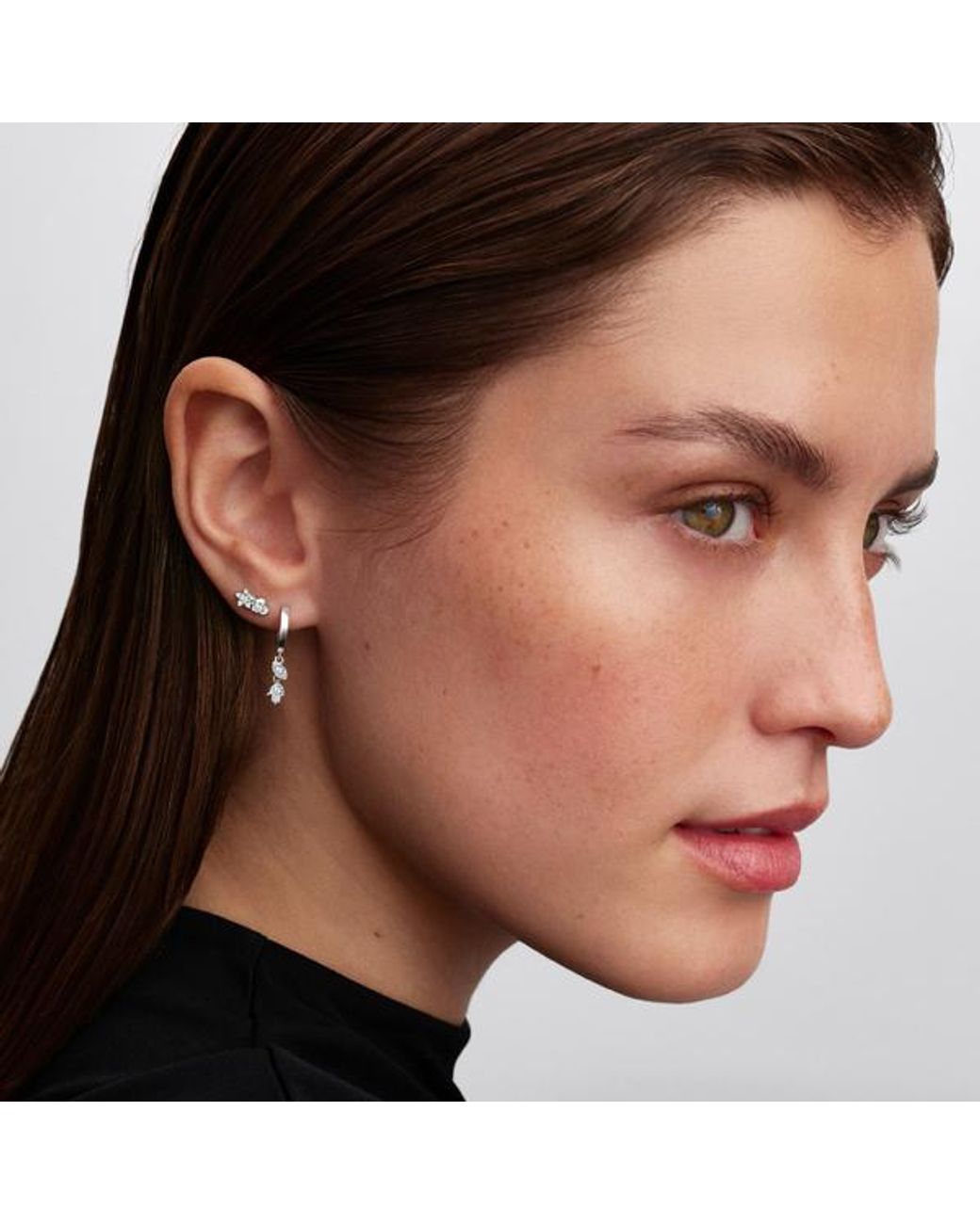Pandora Metallic Talisman Sterling Lab-Grown Diamond Heart & Star Stud Earrings