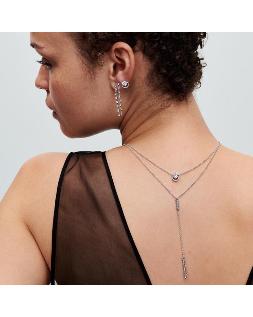 Pandora Metallic Sparkling Round Halo Pendant Collier Necklace