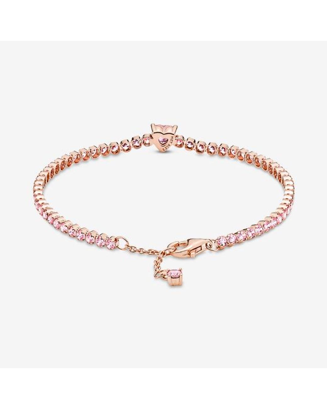 Pandora Pink Sparkling Heart Tennis Bracelet