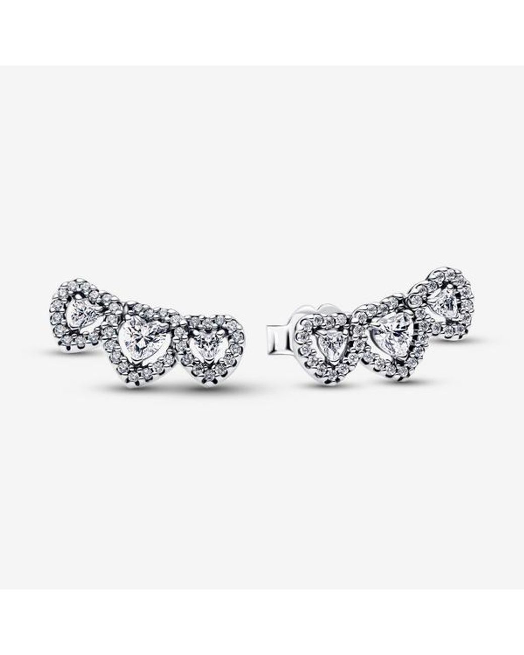 Pandora Metallic Halo Heart Trilogy Stud Earrings