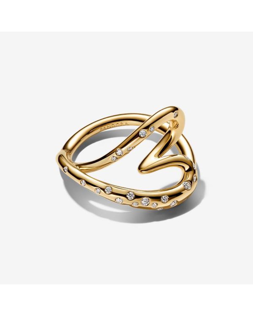 Pandora Metallic Organically Shaped Stone-Set Heart Ring