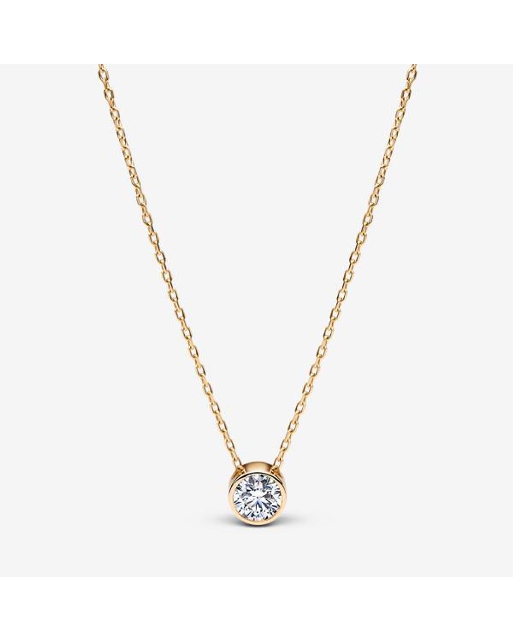 Pandora Metallic Era Bezel Lab-Grown Diamond Pendant Necklace