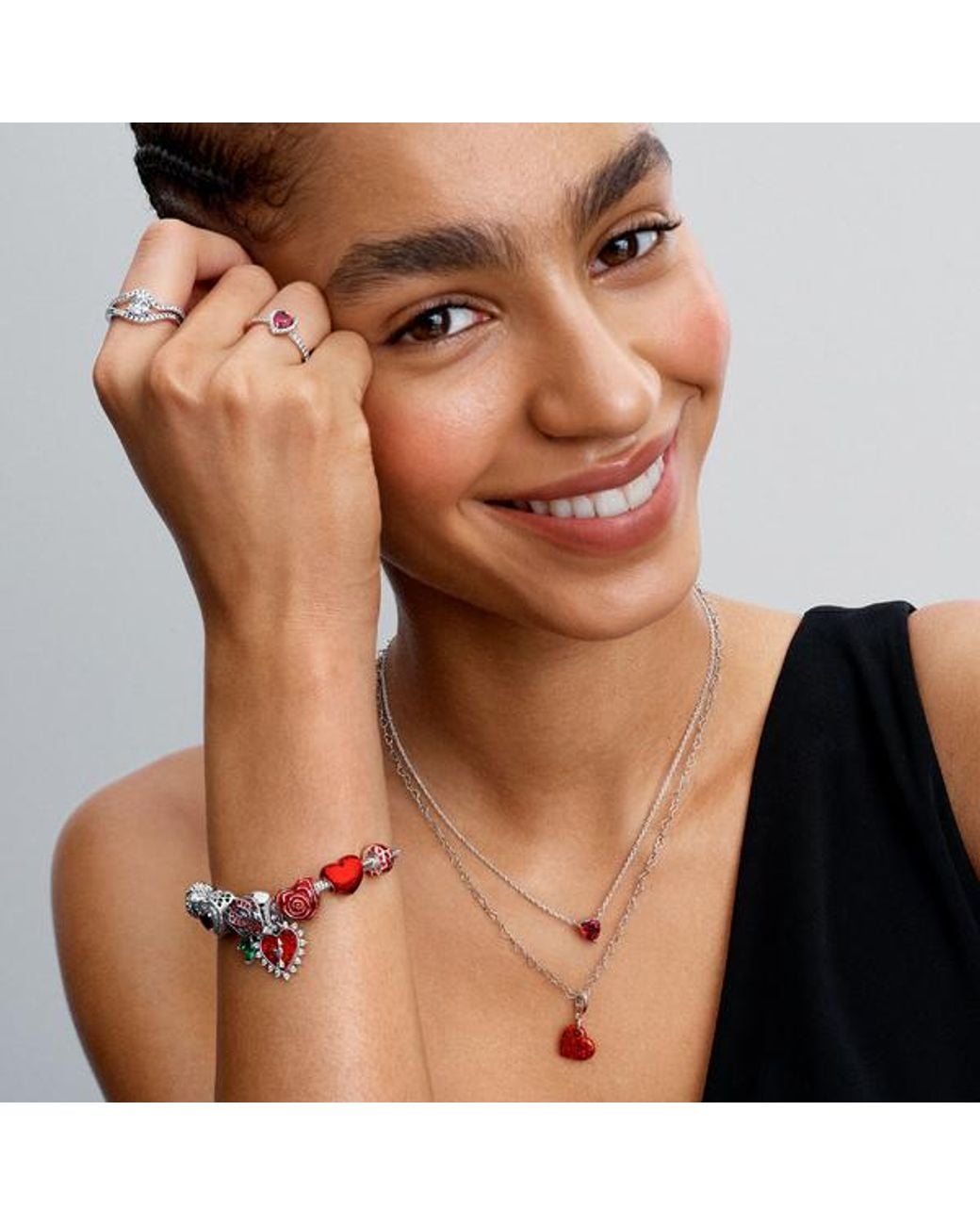 Pandora Red Opalescent Heart Dangle Charm