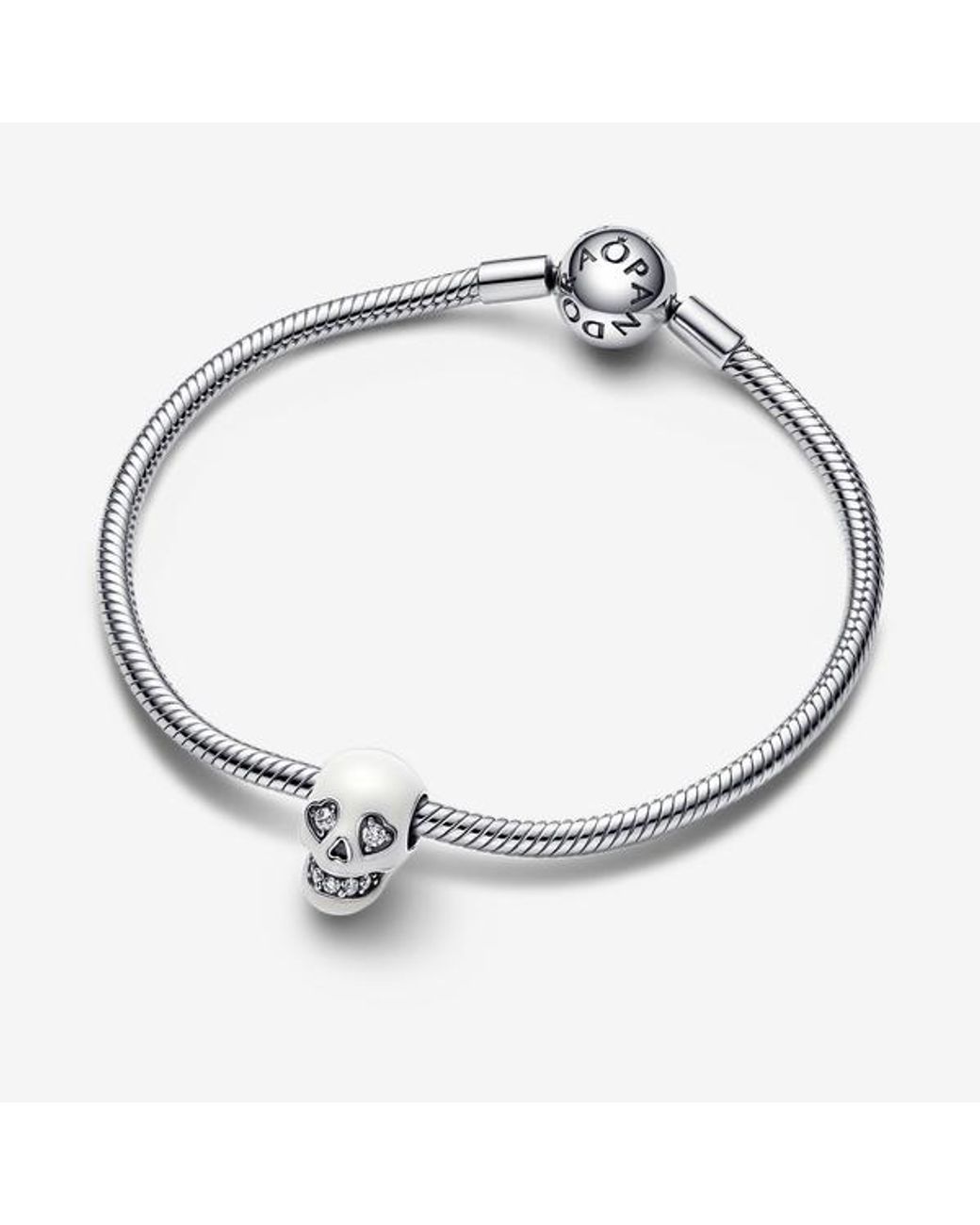Pandora White Glow-In-The-Dark Sparkling Skull Charm