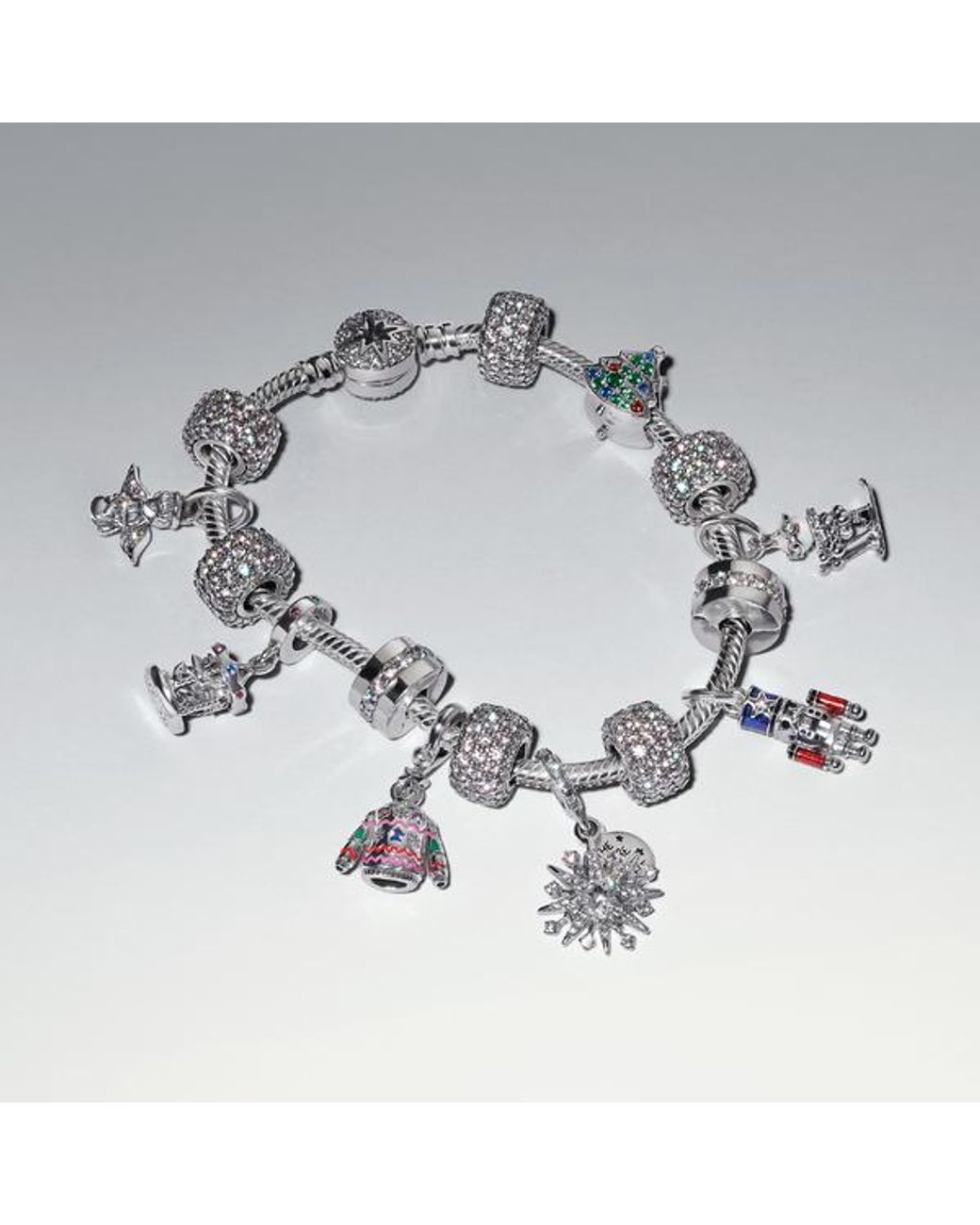 Pandora White Sparkling Firework Double Dangle Charm