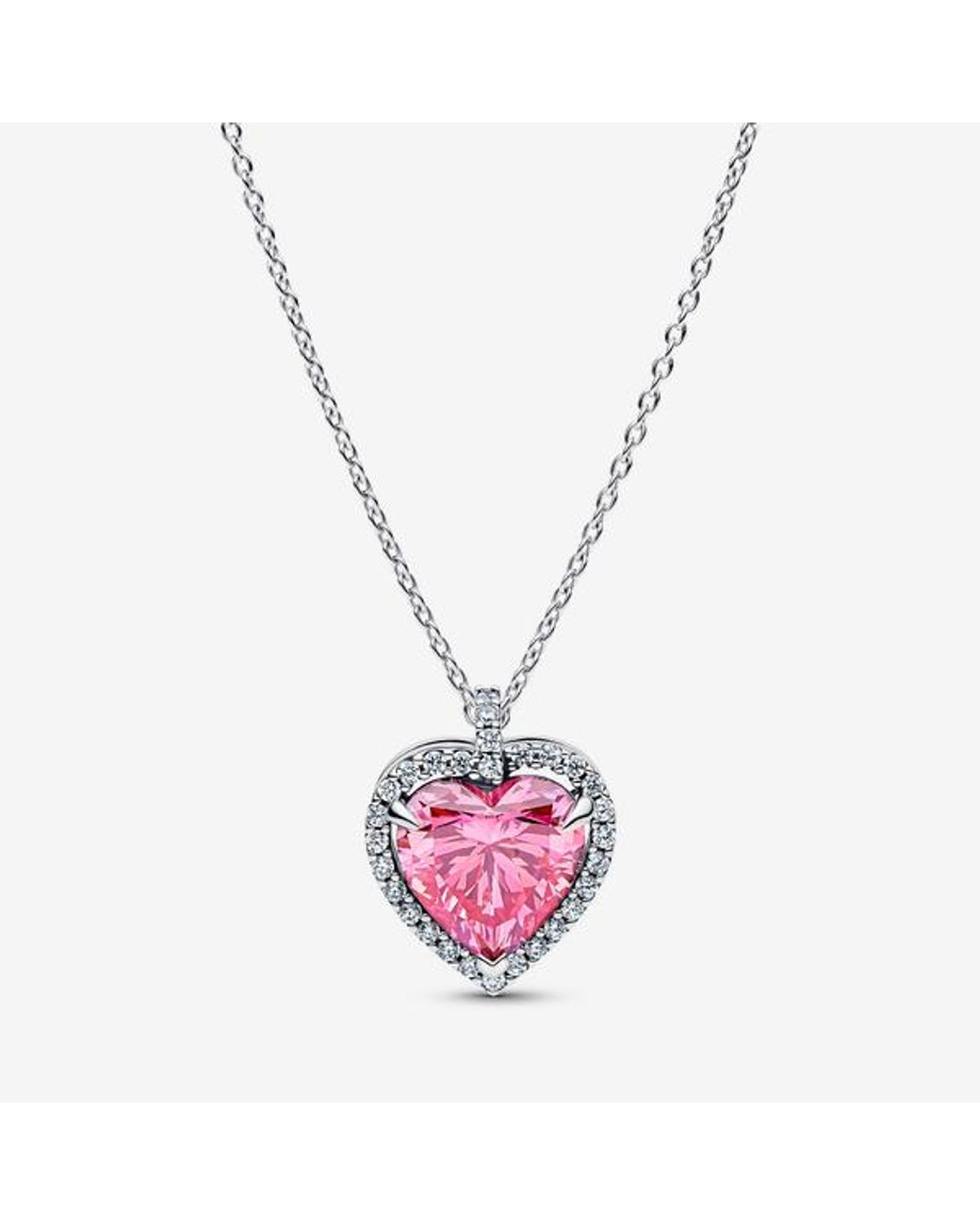 Pandora Pink Halo Heart Collier Necklace
