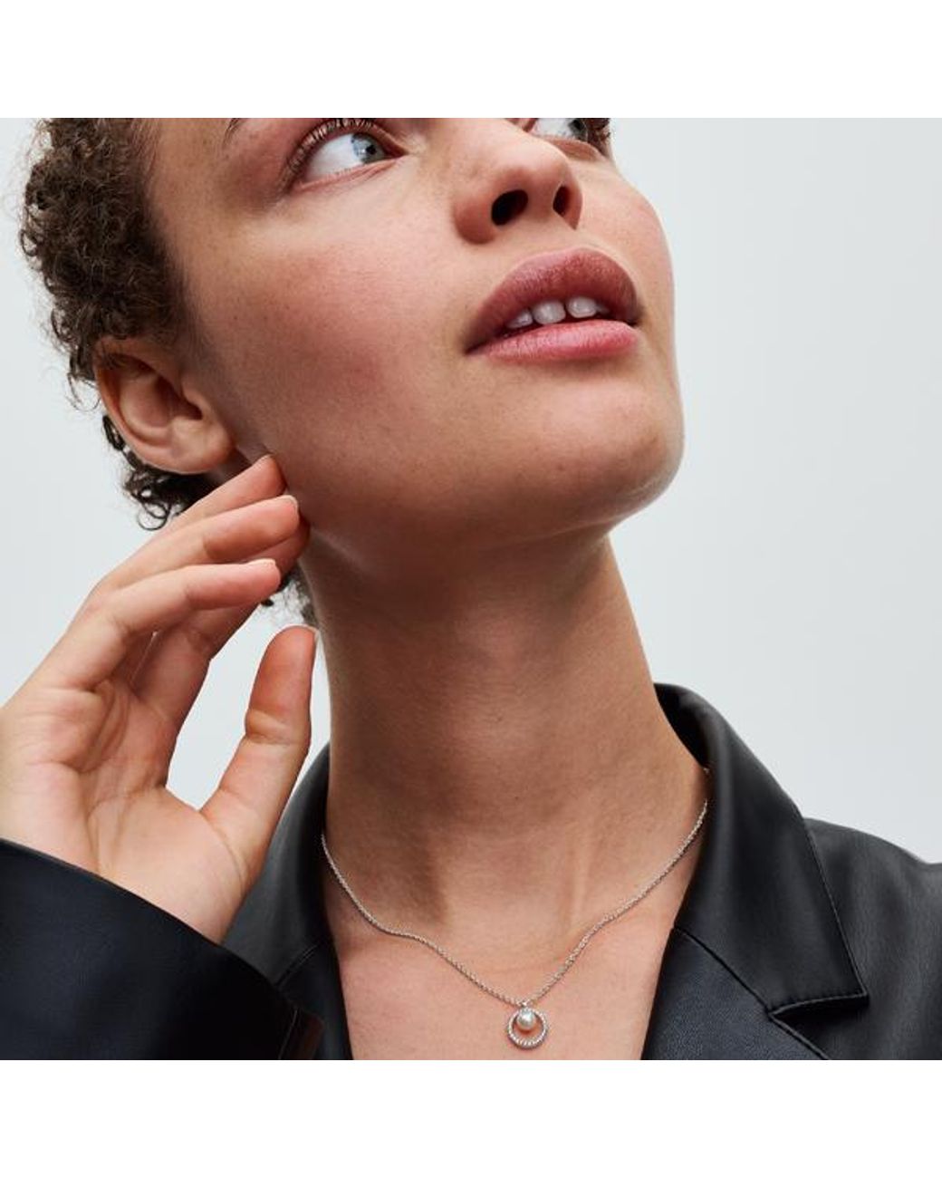 Pandora Metallic Treated Freshwater Cultured Pearl & Pavé Collier Necklace