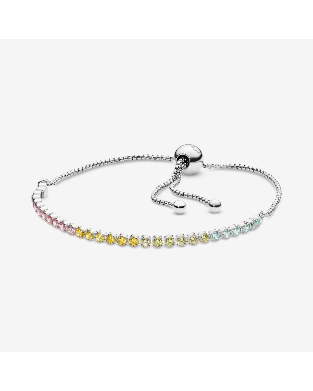 PANDORA Rainbow Sparkling Slider Tennis Bracelet Lyst