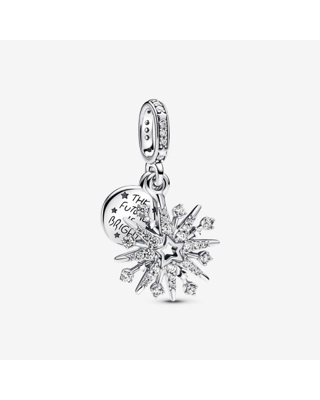 Pandora White Sparkling Firework Double Dangle Charm