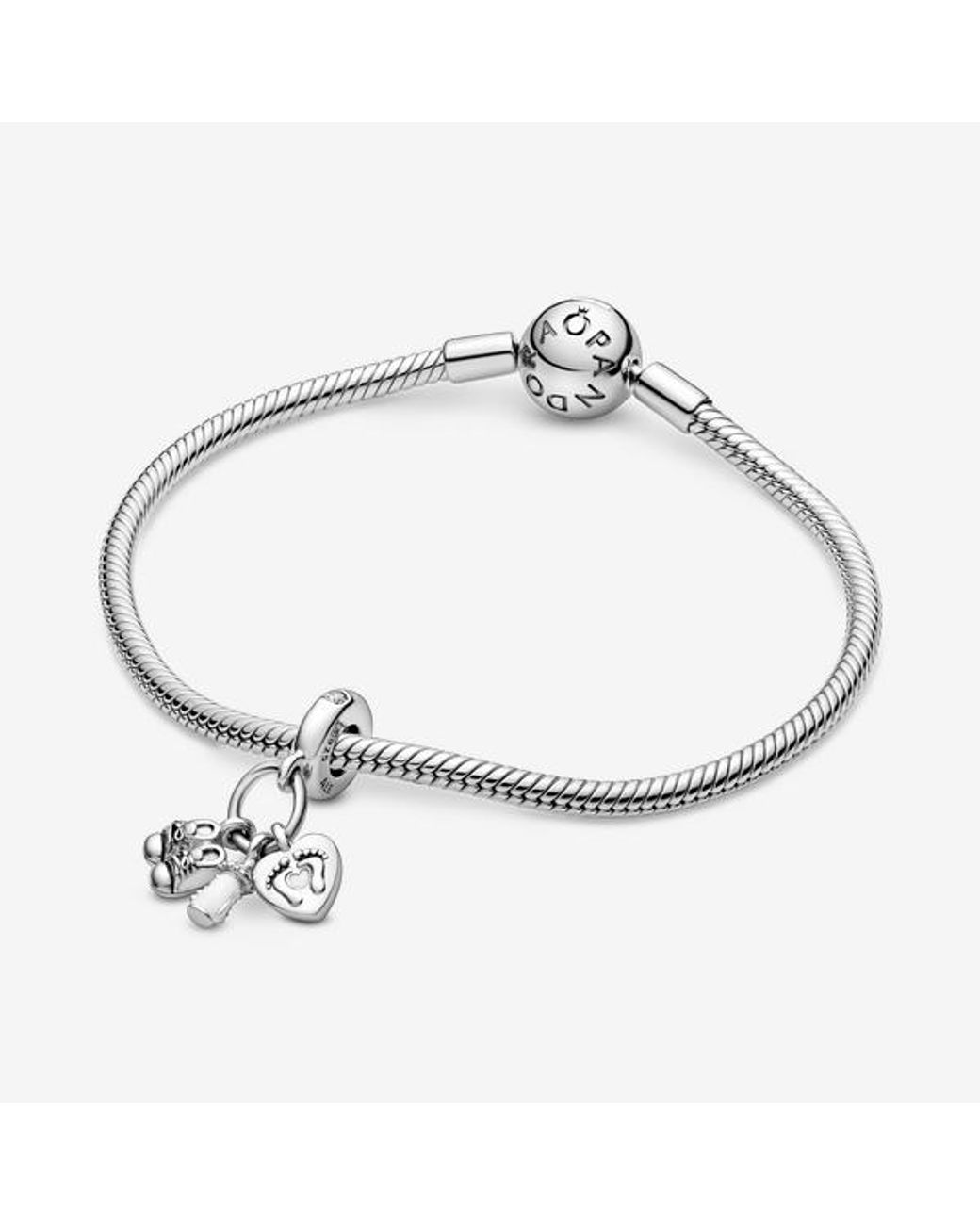 Pandora White Baby Bottle & Shoes Dangle Charm