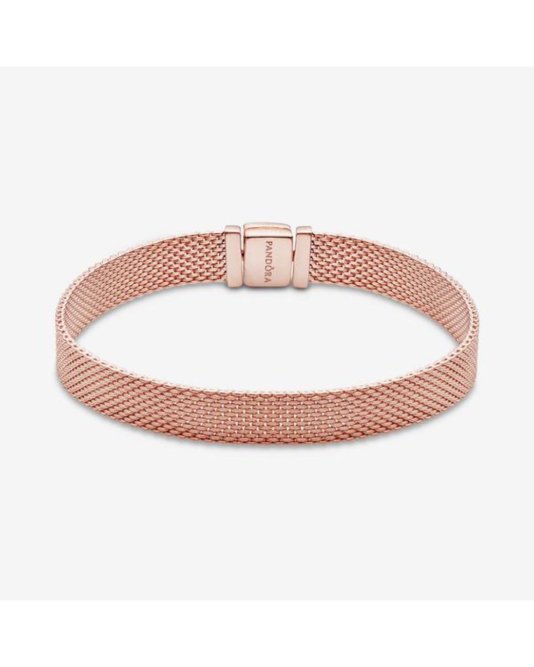 Pandora Brown Timeless 14k Rose Gold-plated Mesh Bracelet For Charms