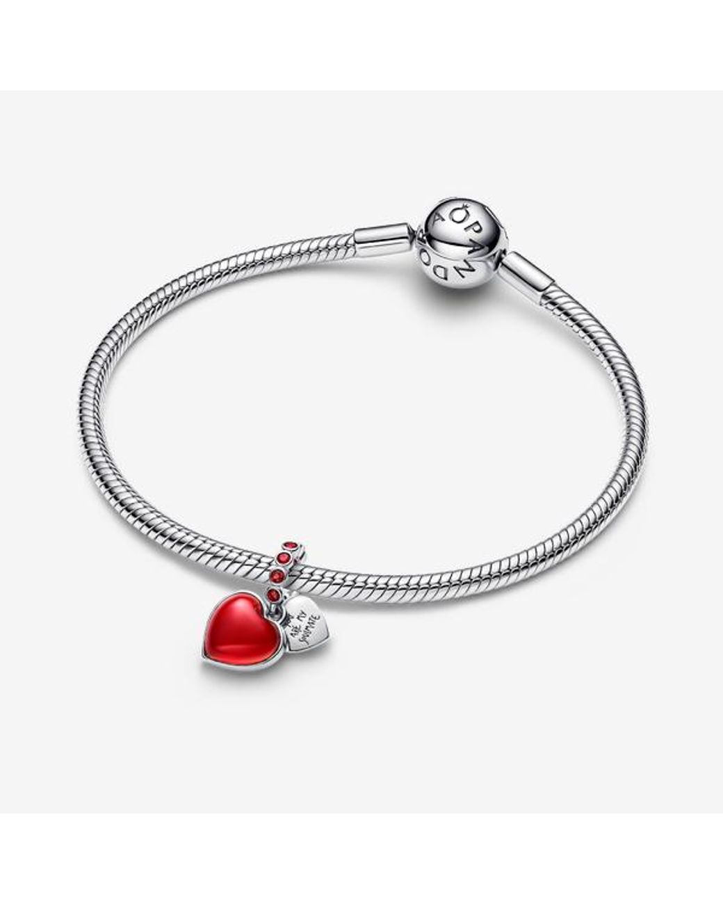 Pandora Red Murano Glass Heart Double Dangle Charm