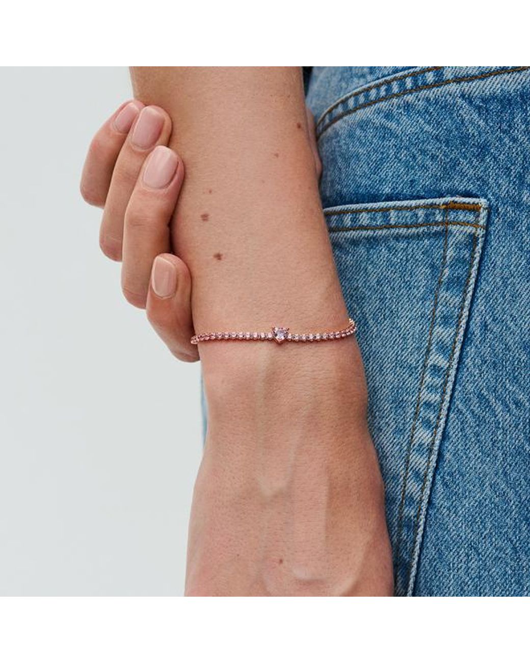 Pandora Pink Sparkling Heart Tennis Bracelet