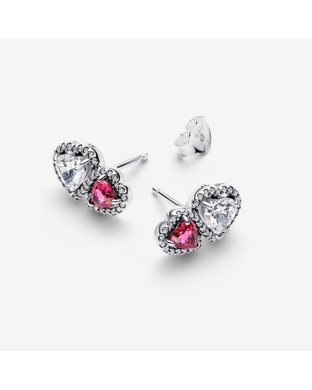 Pandora Red Halo Hearts Stud Earrings