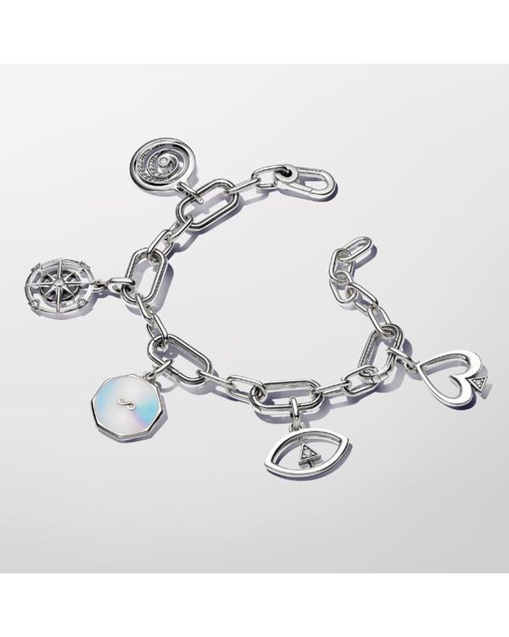 Pandora Metallic Me Sterling Silver Link Bracelet With 5 Openable Links