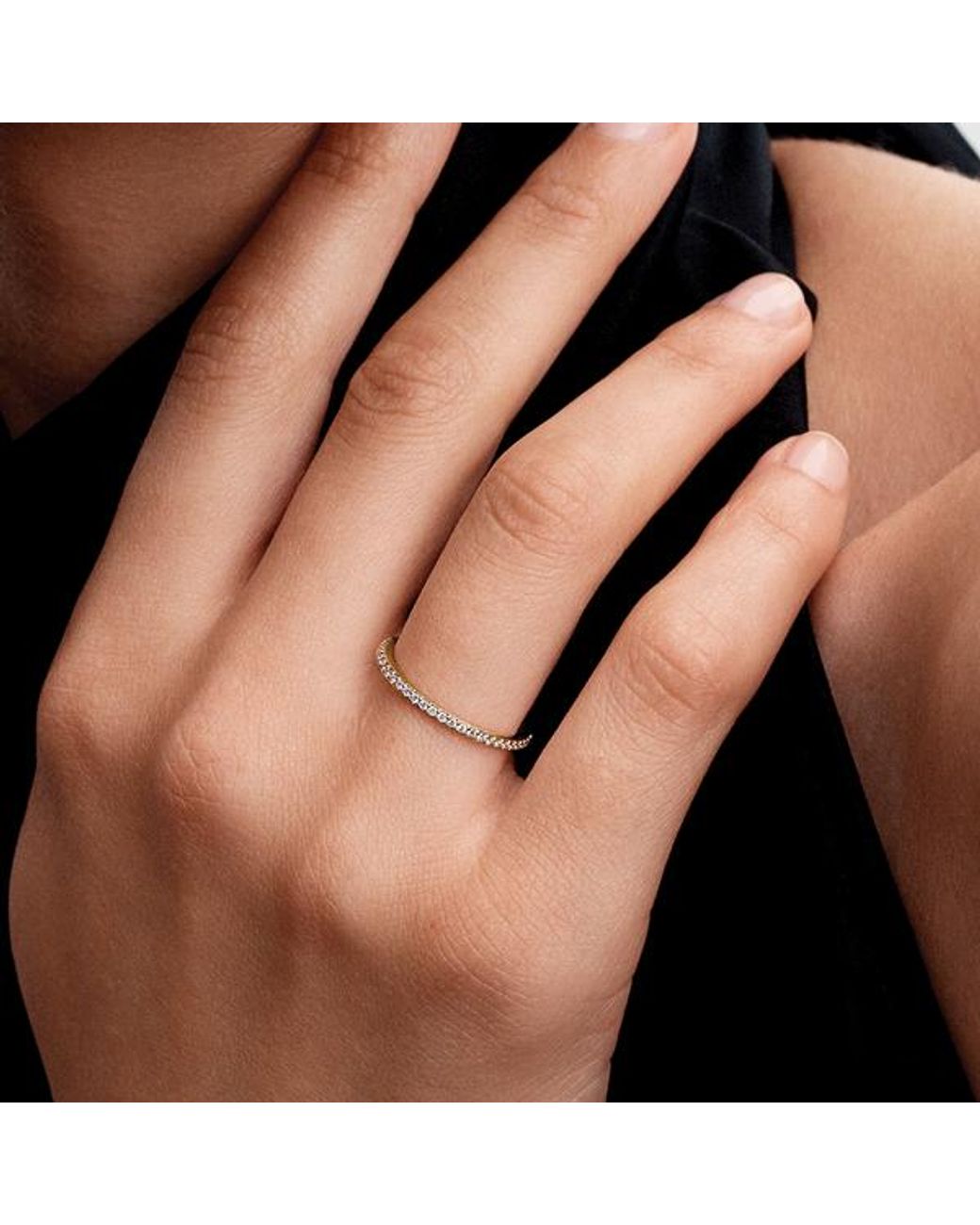 Pandora Metallic Era 14K Lab-Grown Diamond Half Eternity Pavé Band Ring
