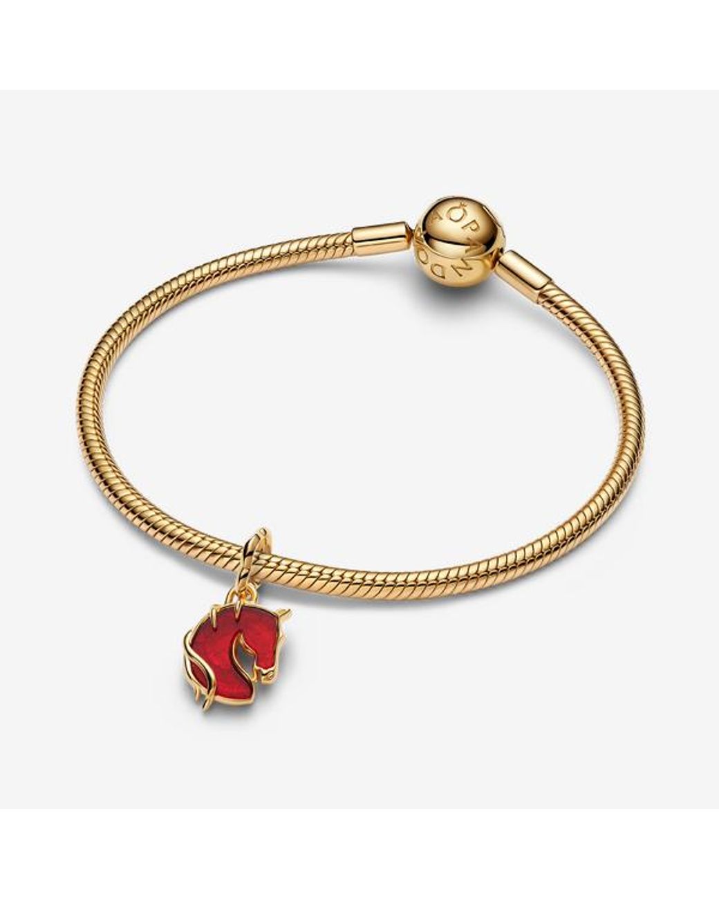 Pandora Red Fire Horse Murano Glass Dangle Charm