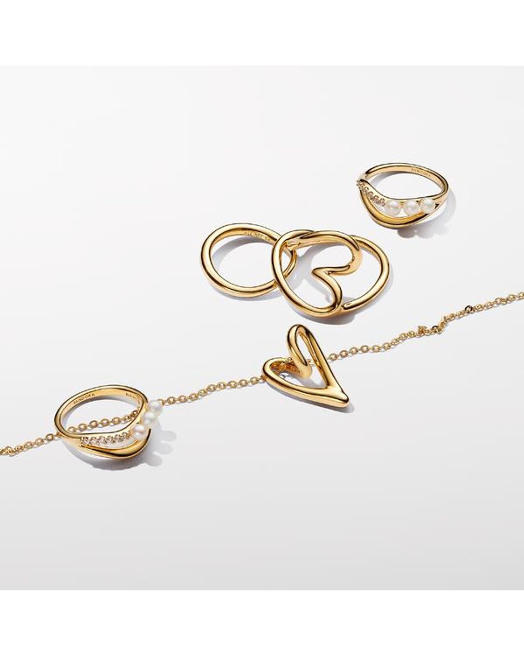 Pandora Metallic Organically Shaped Circles T-bar Necklace