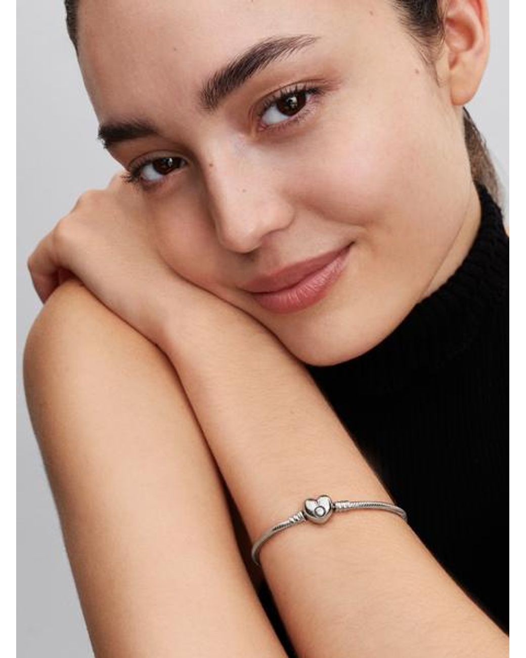 Pandora Metallic Disney Princess Moments Heart Snake Chain Bracelet