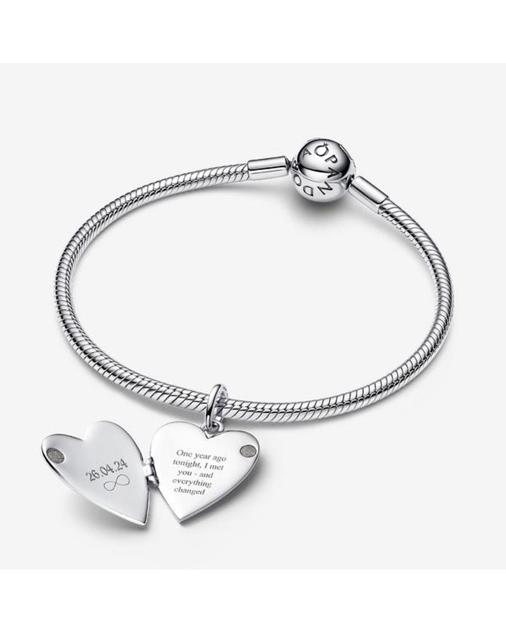 Pandora White Engravable Openable Heart Tag Pendant