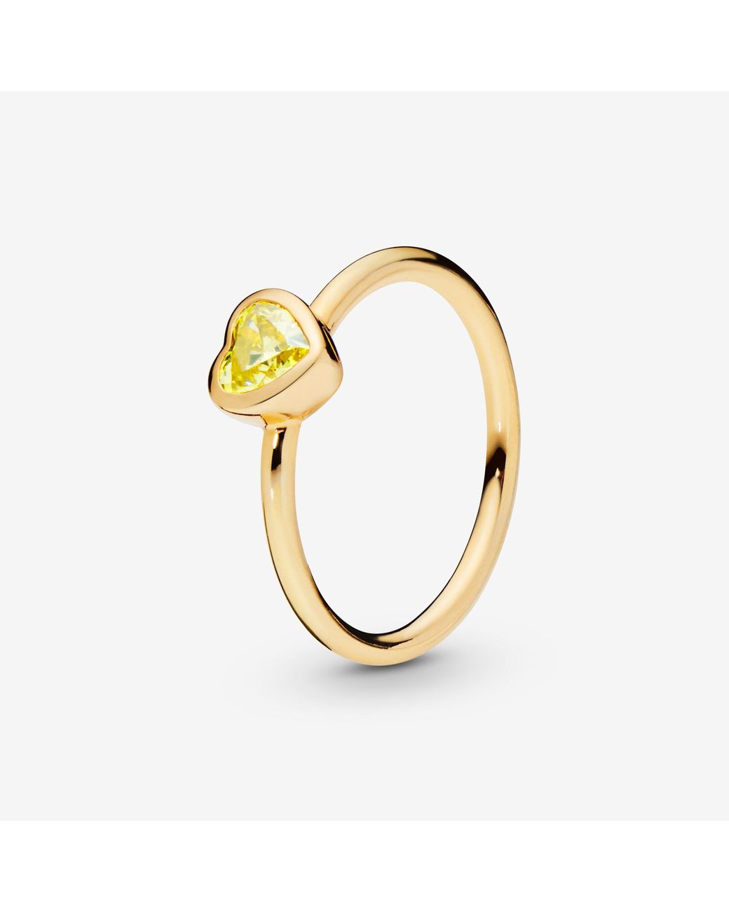 PANDORA Yellow Stone Heart Ring in Metallic | Lyst