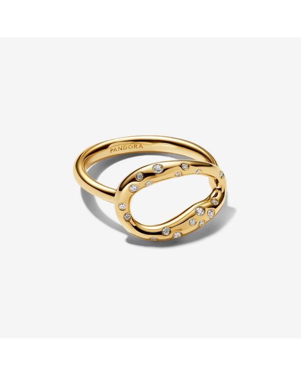 Pandora Metallic Organically Shaped Stone-Set Statement Ring