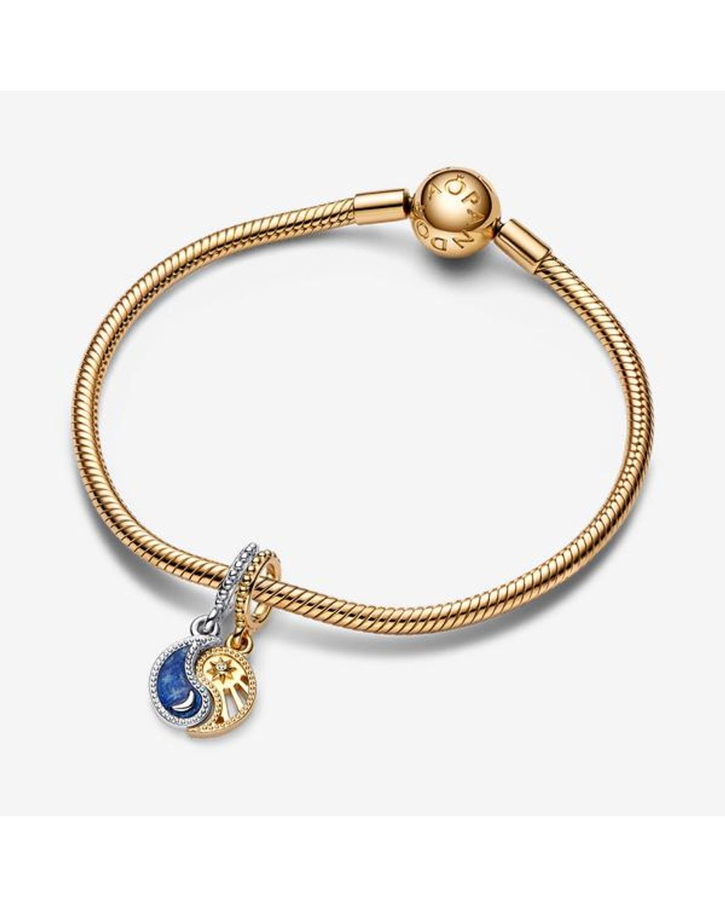 Pandora Blue Two-Tone Splittable Sun & Moon Dangle Charm