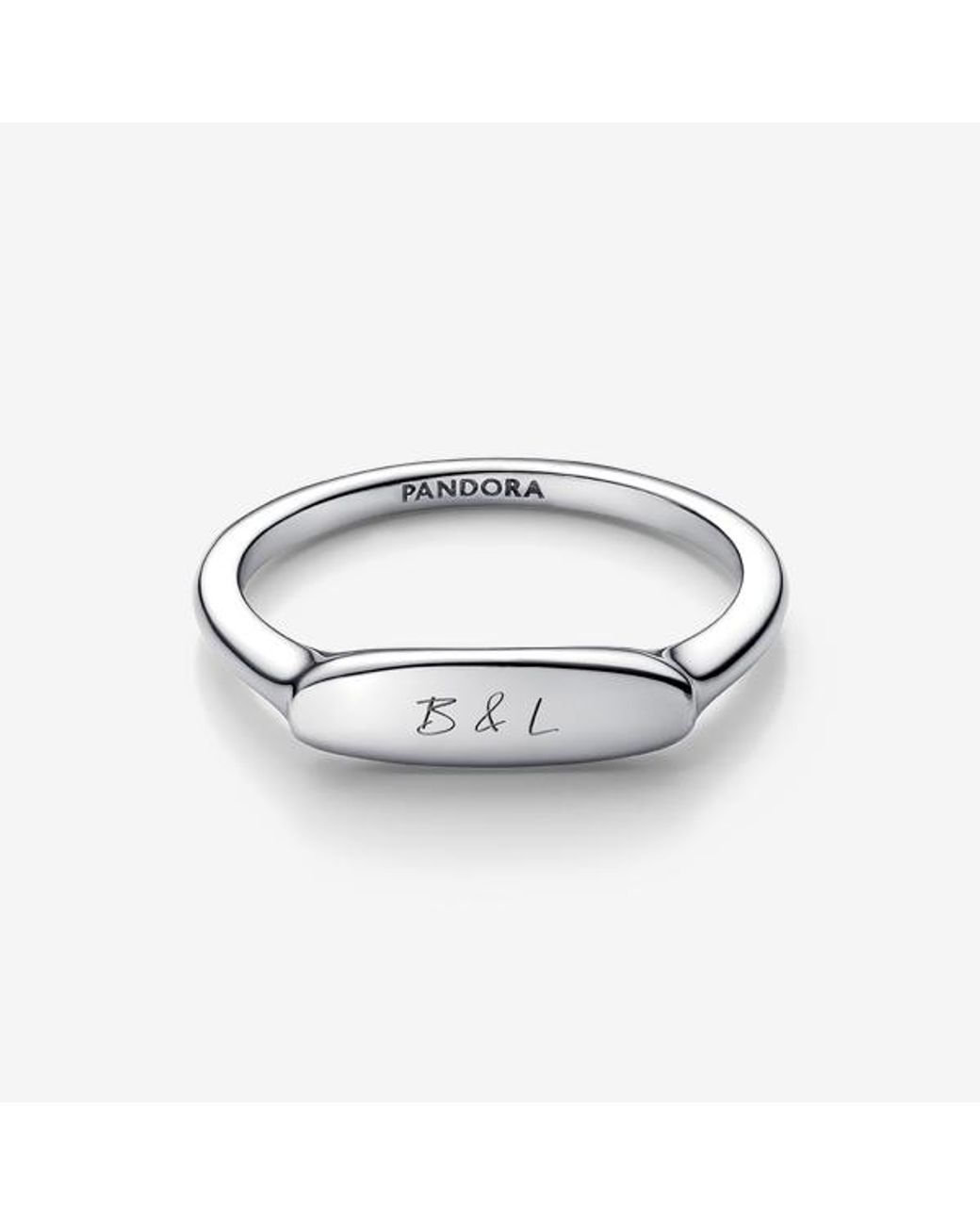 Pandora White Engravable Bar Ring