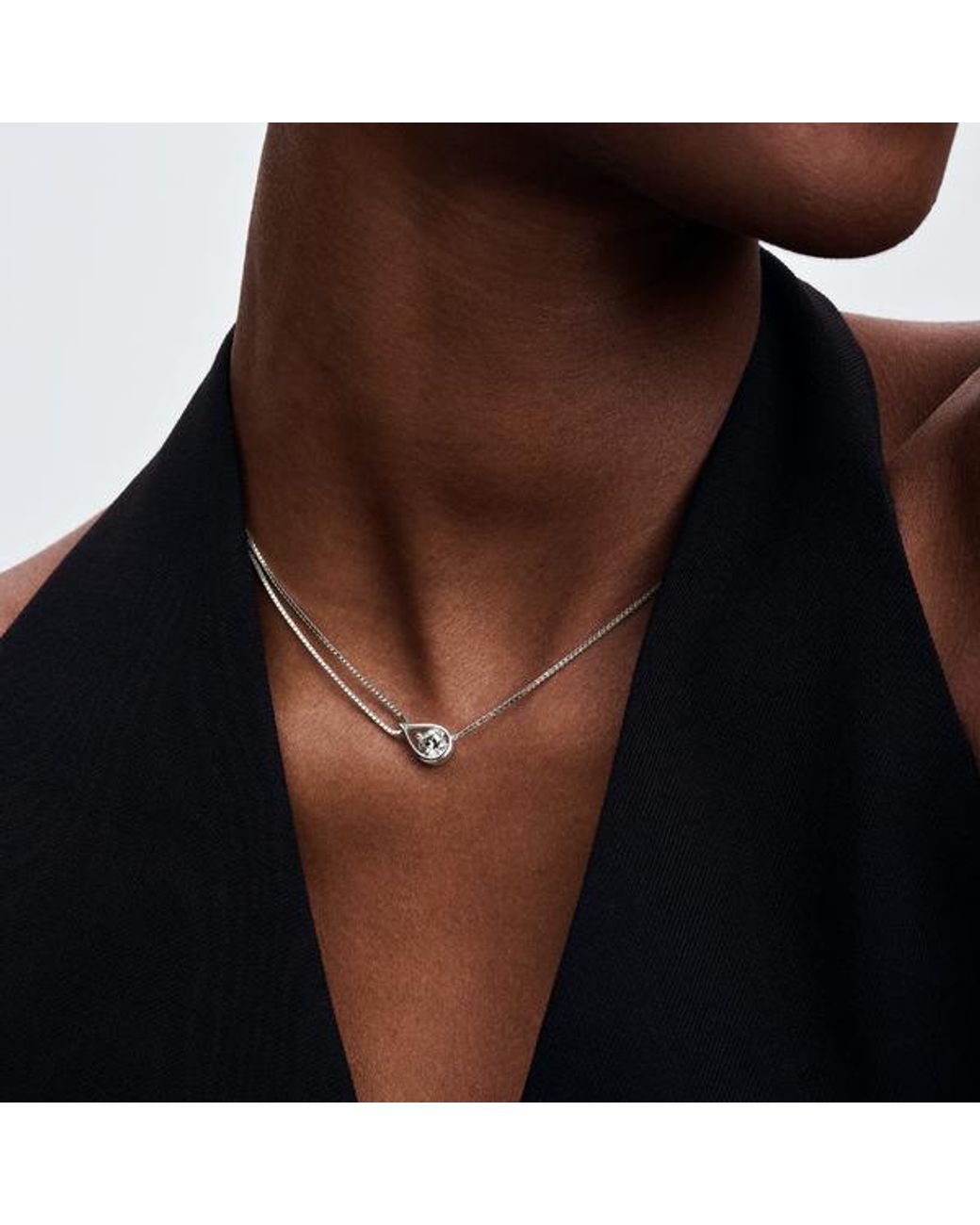 Pandora Metallic Infinite 14K Lab-Grown Diamond Double Chain Collier Necklace