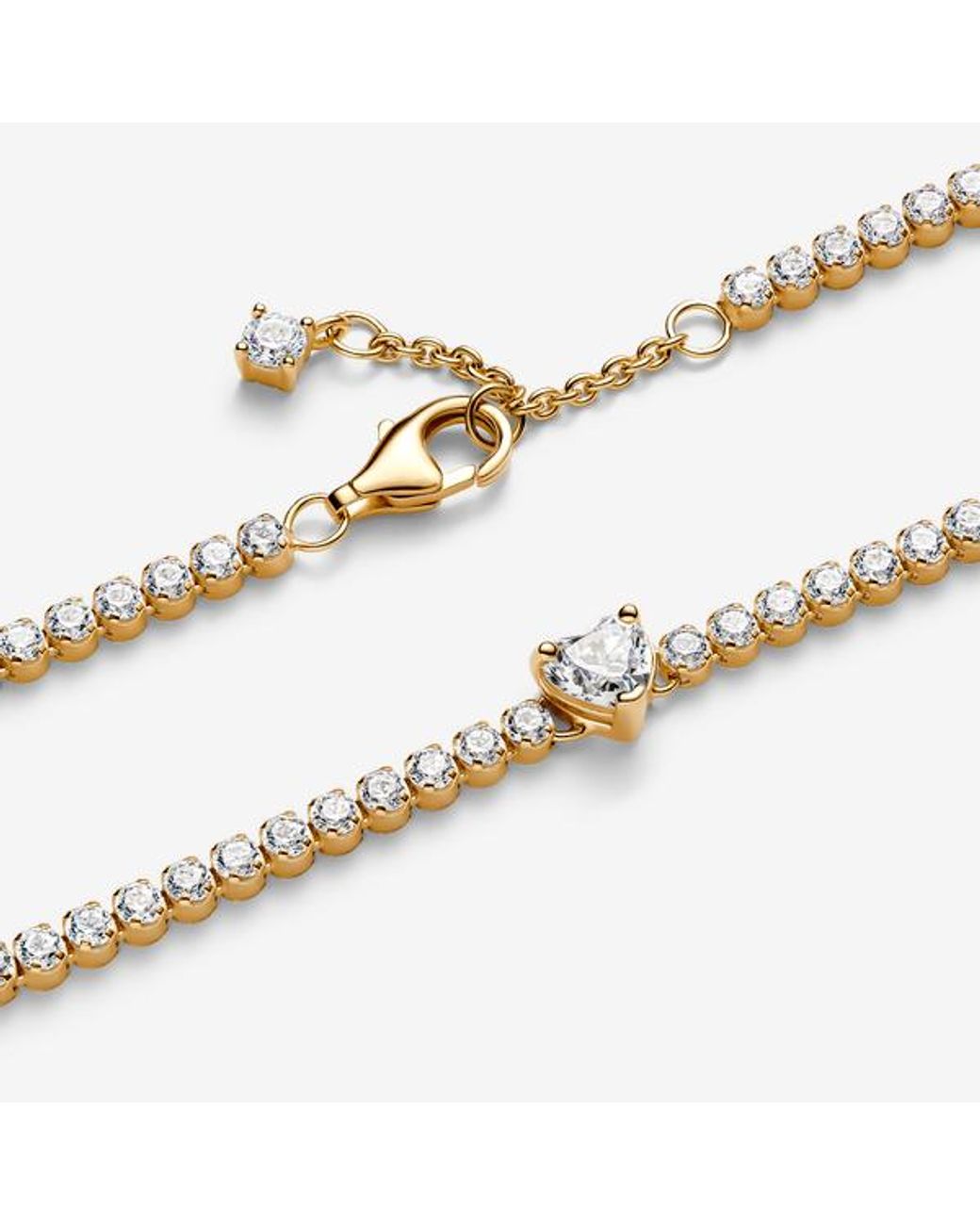 Pandora Metallic Sparkling Heart Tennis Bracelet