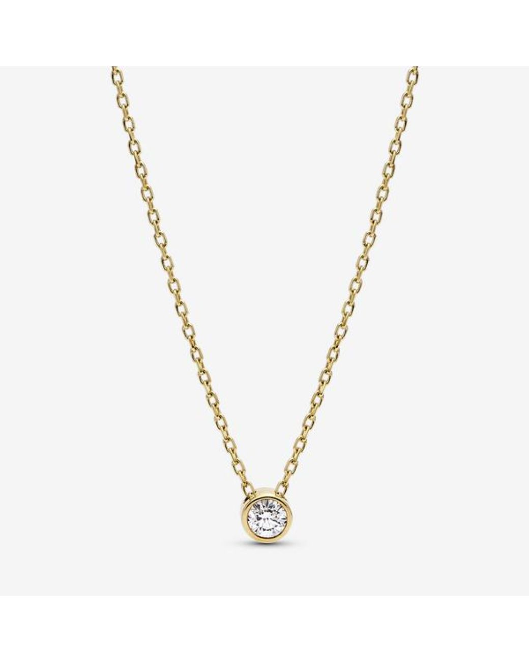 Pandora Metallic Era Bezel 14K Lab-Grown Diamond Pendant Necklace