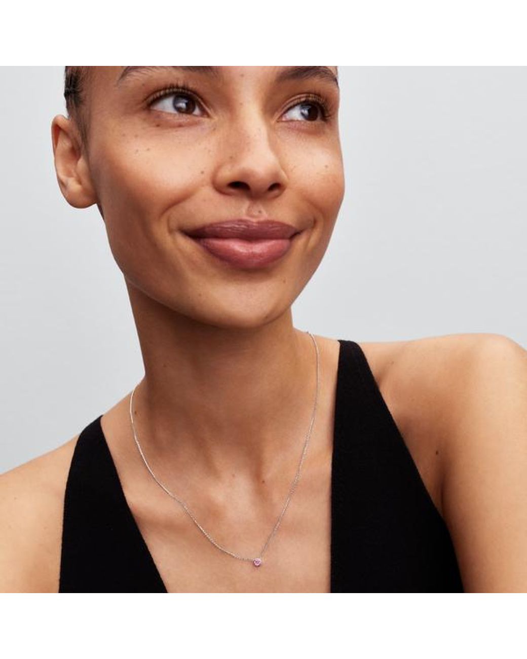 Pandora Metallic Era Bezel Sterling Lab-Grown Diamond Pendant Necklace