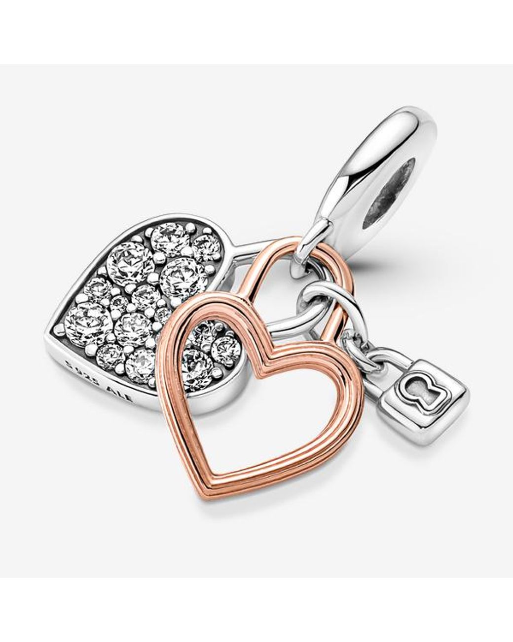 Pandora White Heart Padlock Double Dangle Charm