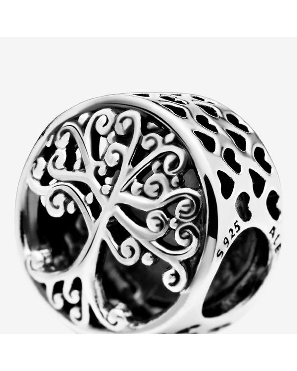 Pandora Black Moments Sterling Silver Openwork Family Roots Charm Bracelet Charm