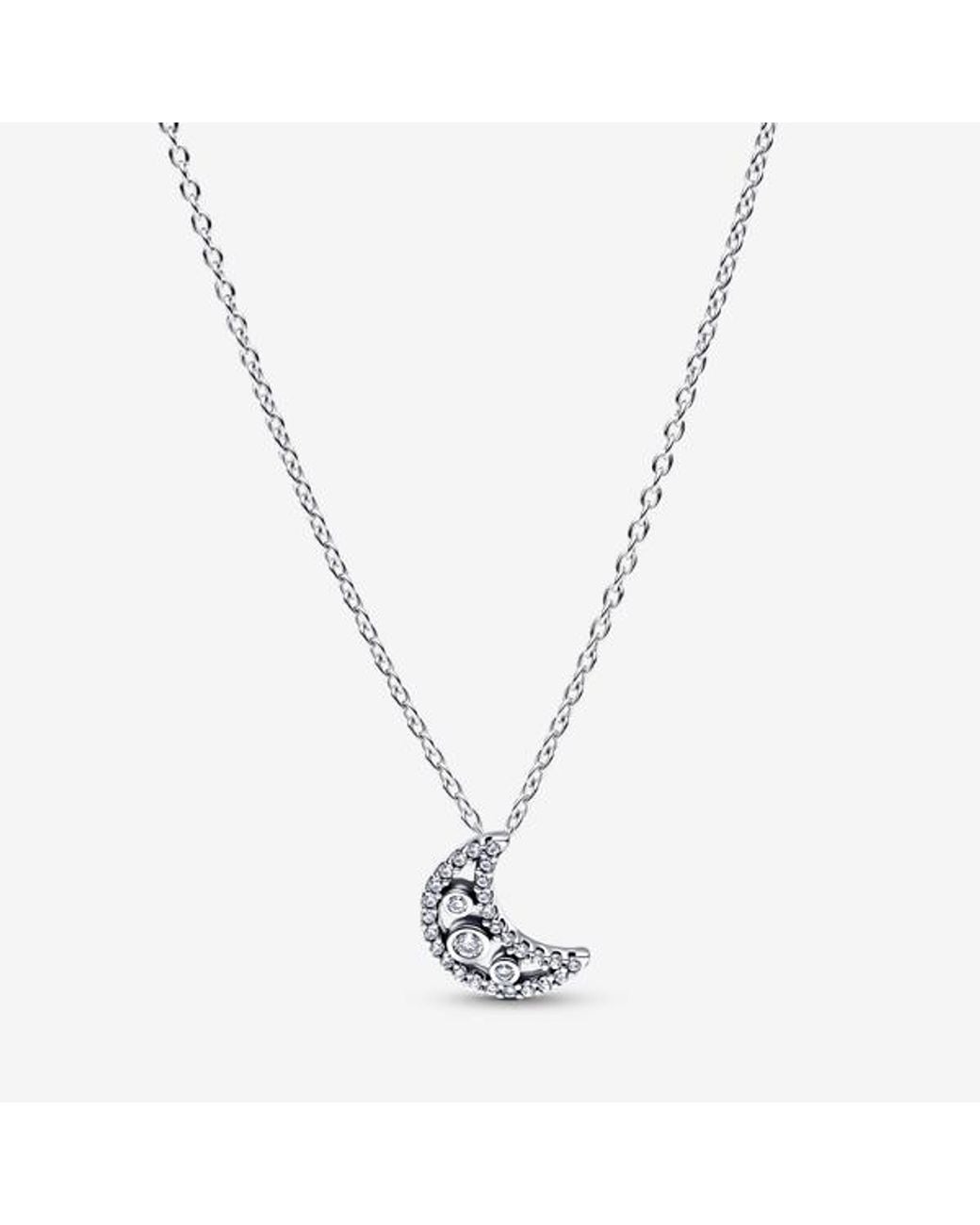 Pandora Metallic Crescent Moon Pendant Necklace