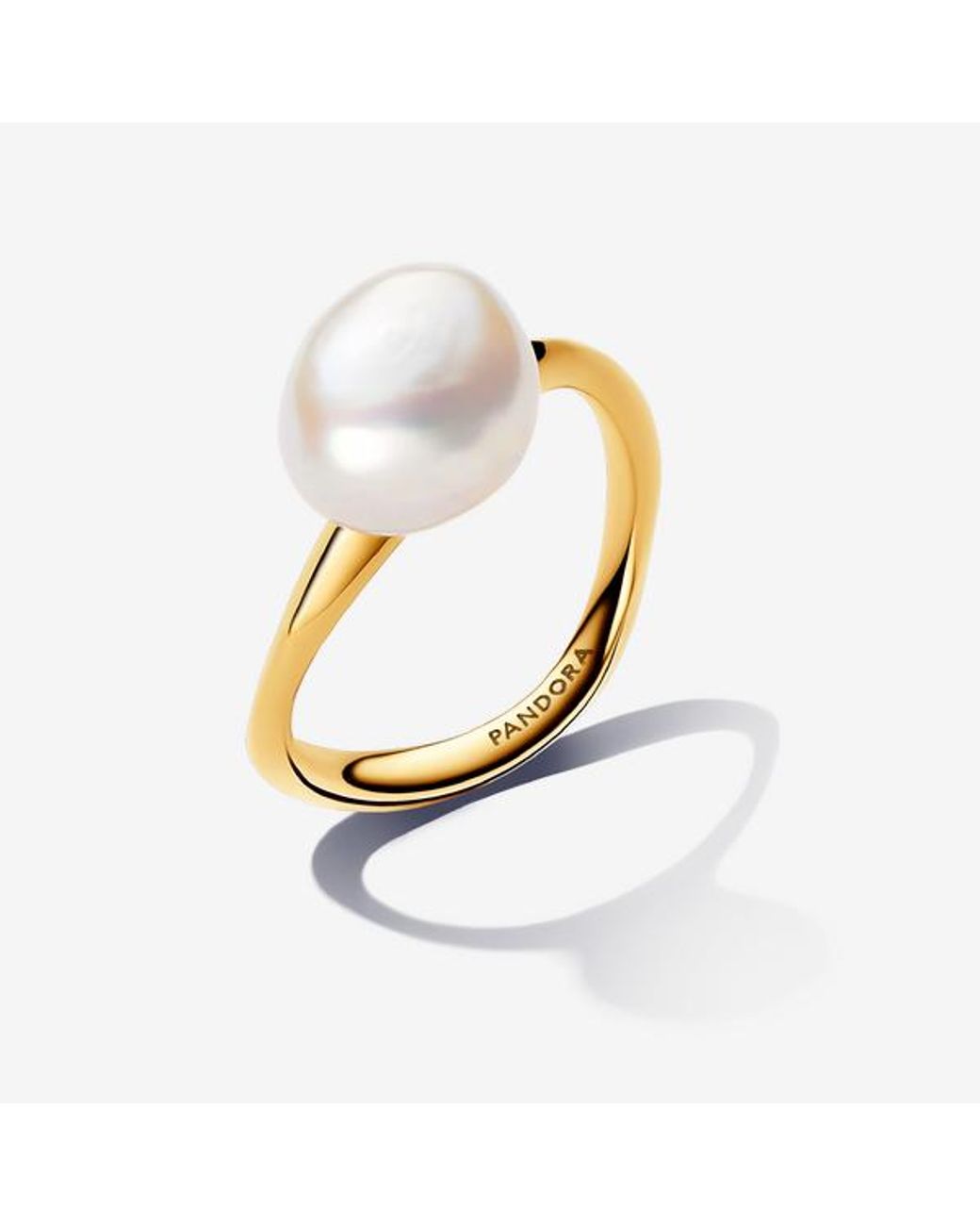 Pandora White Baroque Treated Freshwater Cultured Pearl Ring