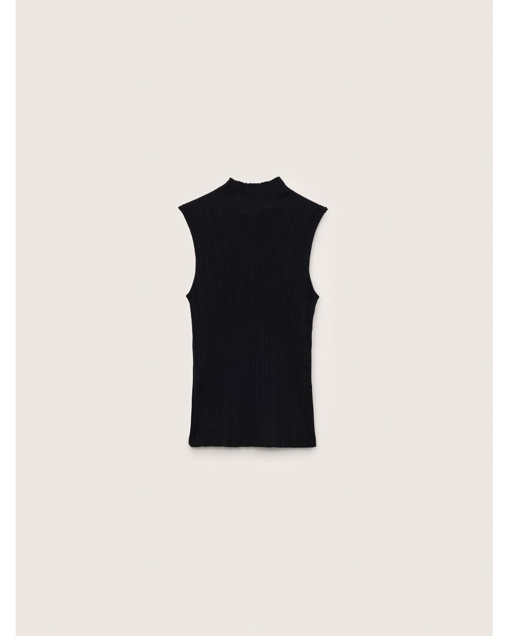 PANGAIA Black Merino Wool Sleeveless Top