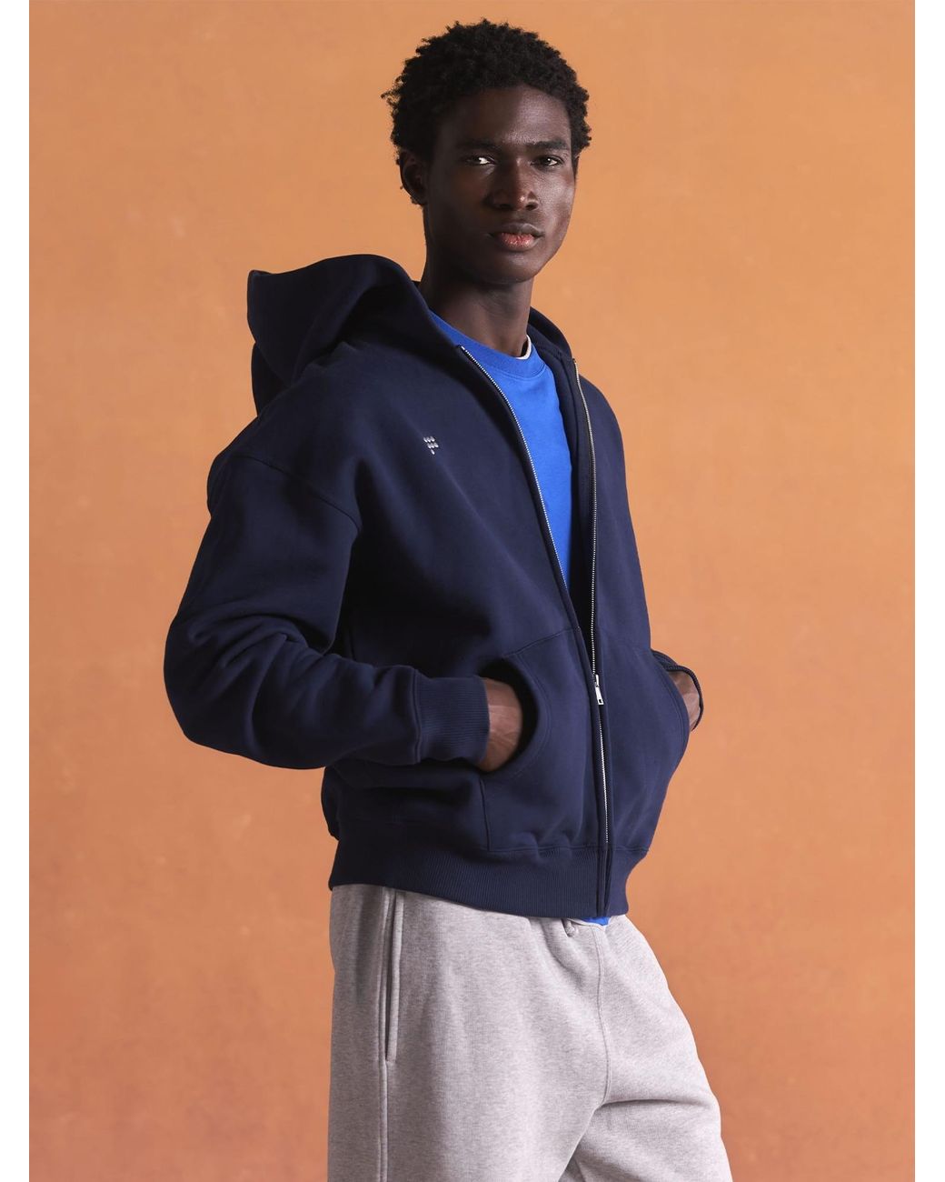 PANGAIA Blue Heavyweight Zip Up Hoodie—Ocean for men