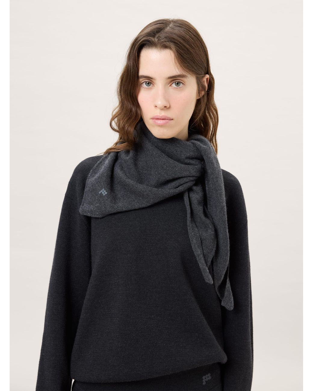 PANGAIA Black Cashmere And Merino Wool Blend Bandana Scarf—Dark Marl