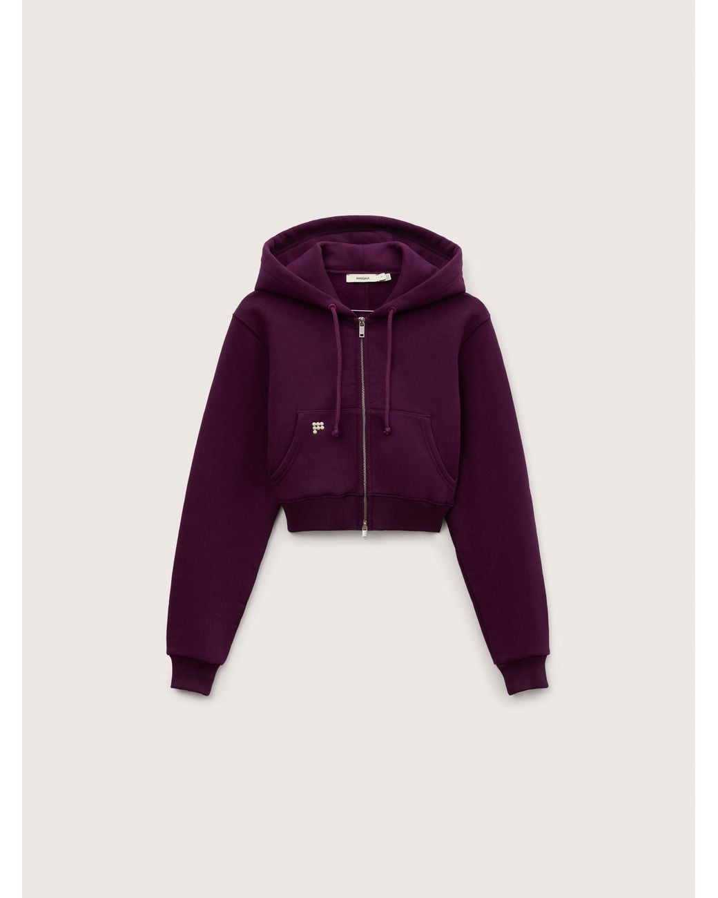 PANGAIA Purple Heavyweight Cropped Hoodie—Nocturne Plum