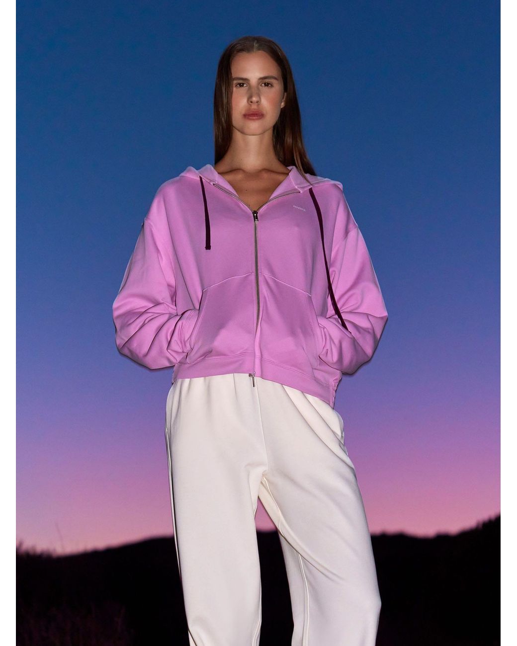 PANGAIA Pink Midweight Zip Up Hoodie—Blush Drift