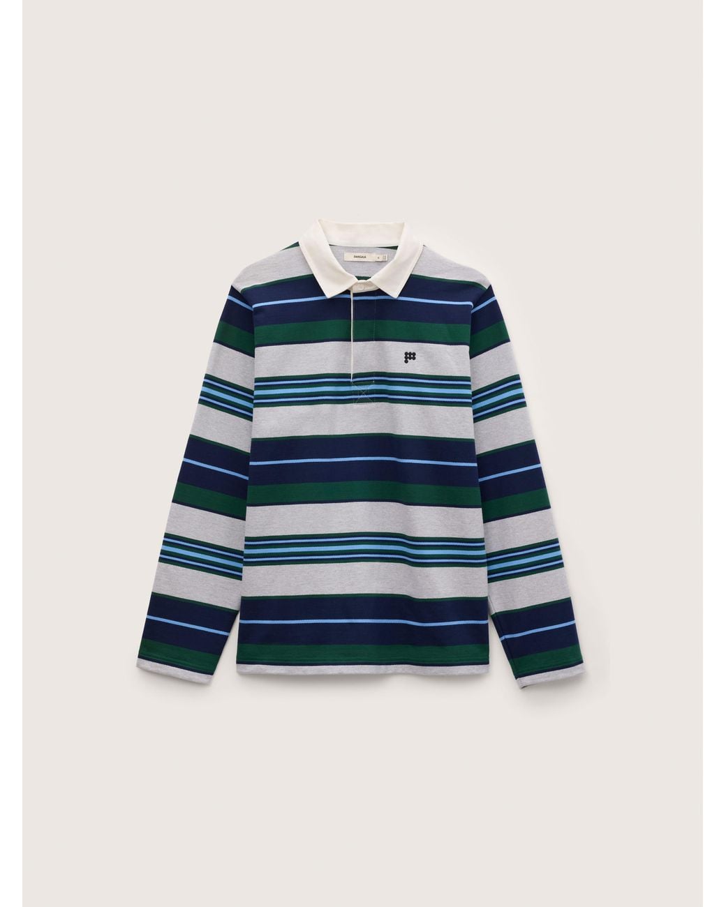 PANGAIA Blue Striped Rugby Polo Shirt—Depth Stripe for men